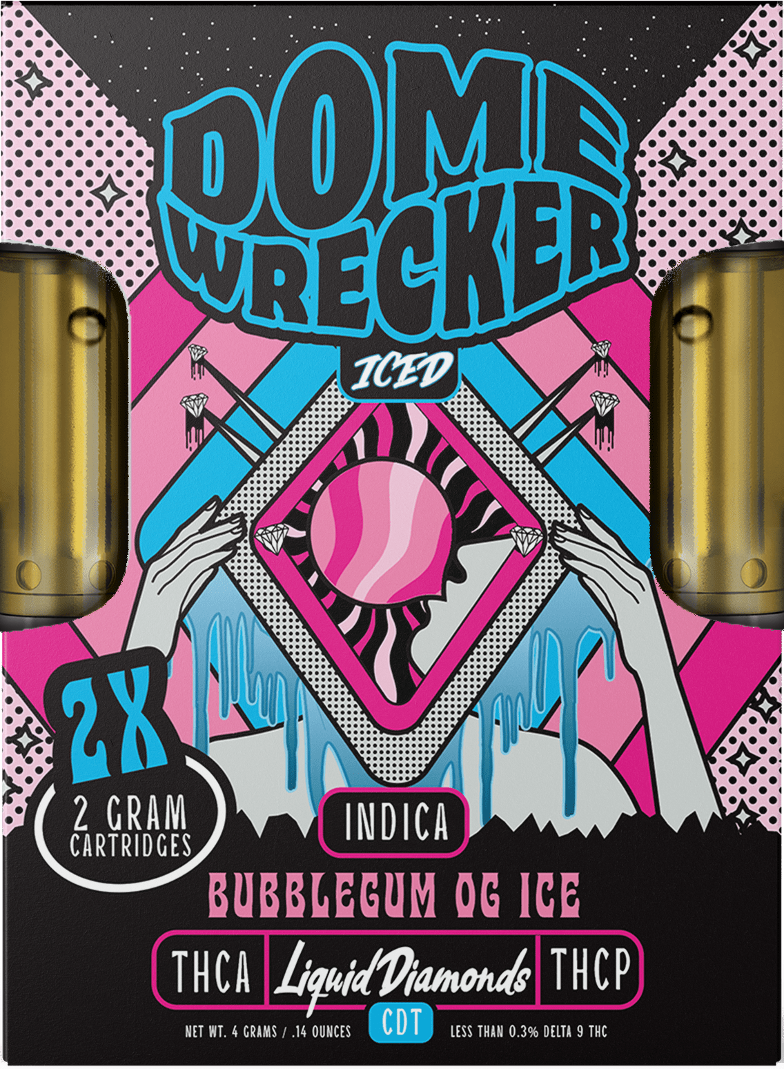 Domewrecker 2x2 THCA Liquid Diamonds Cartridge — Jet Fuel sativa, 4G 510 cart