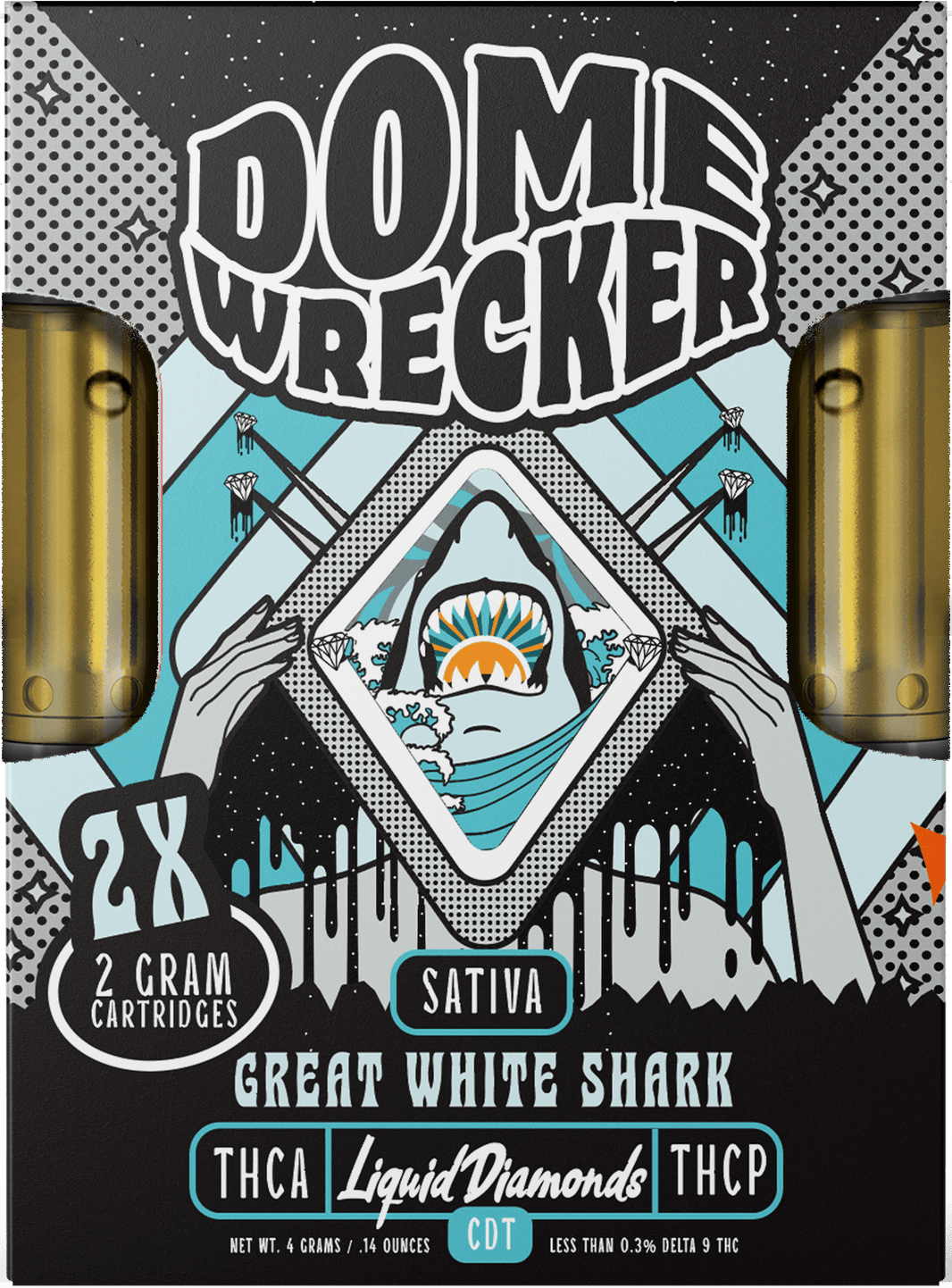 Domewrecker 2x2 THCA Liquid Diamonds Cartridge — Jet Fuel sativa, 4G 510 cart