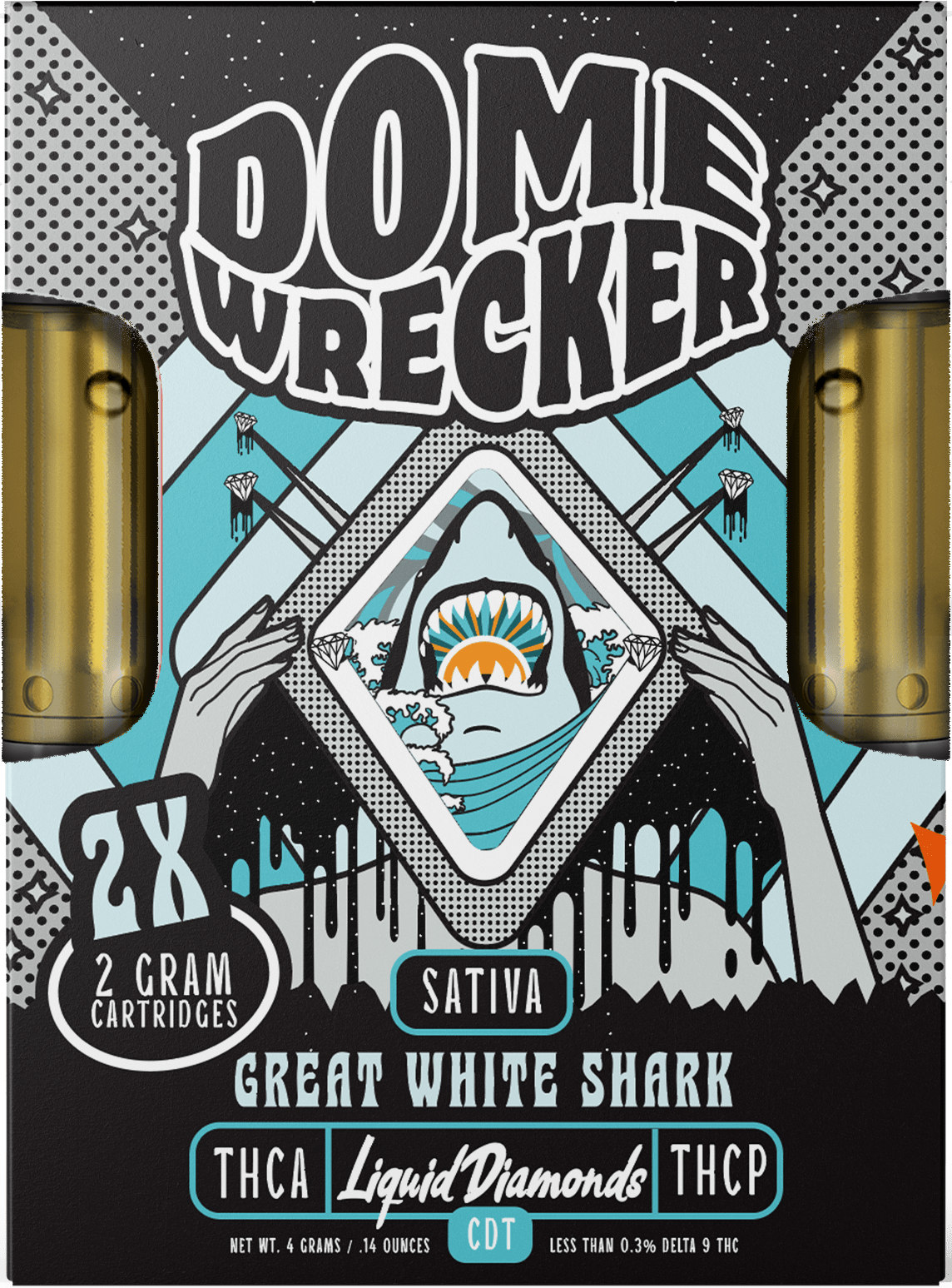 Domewrecker 2x2 THCA Liquid Diamonds Cartridge — Jet Fuel sativa, 4G 510 cart