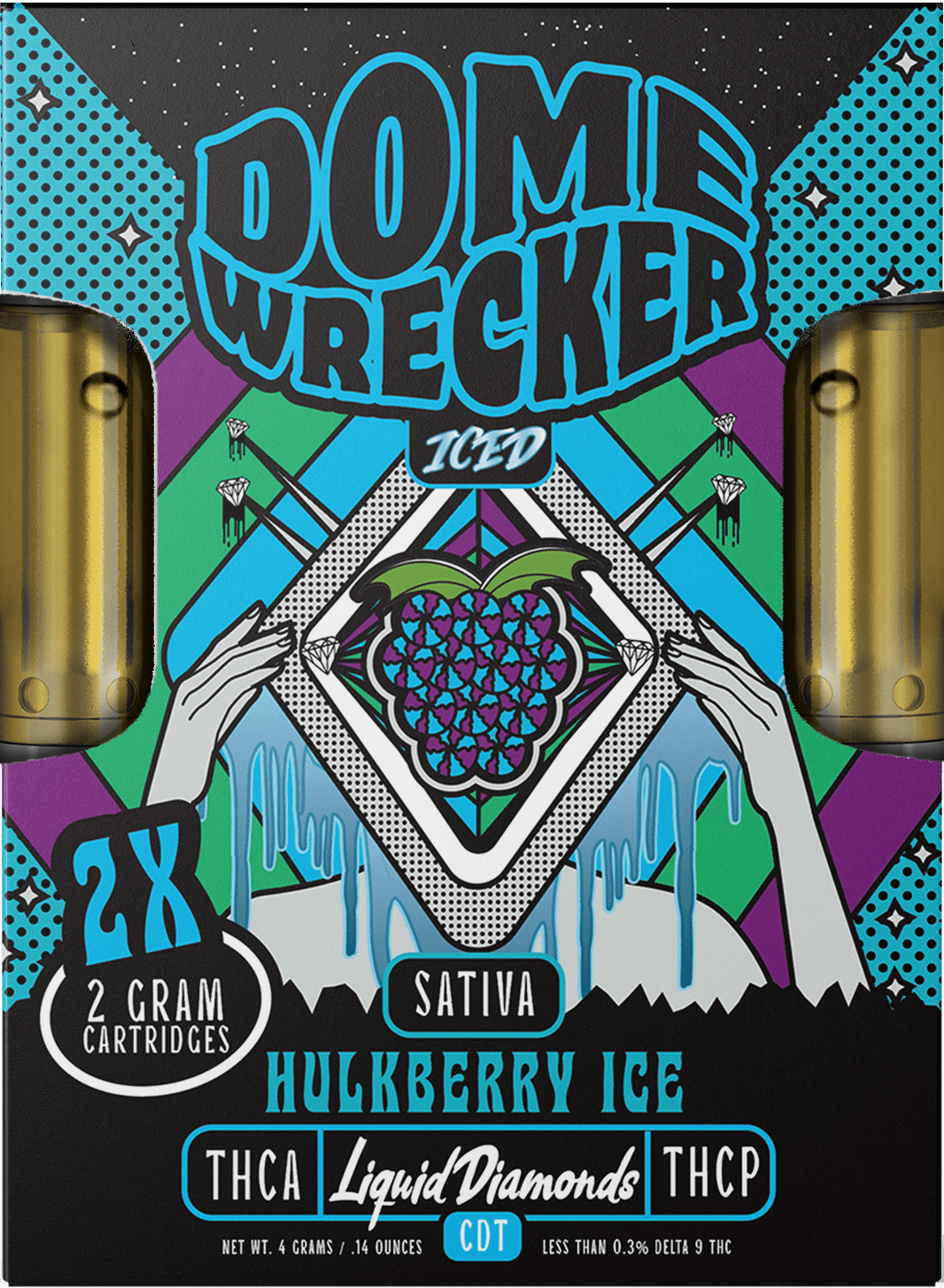 Domewrecker 2x2 THCA Liquid Diamonds Cartridge — Jet Fuel sativa, 4G 510 cart