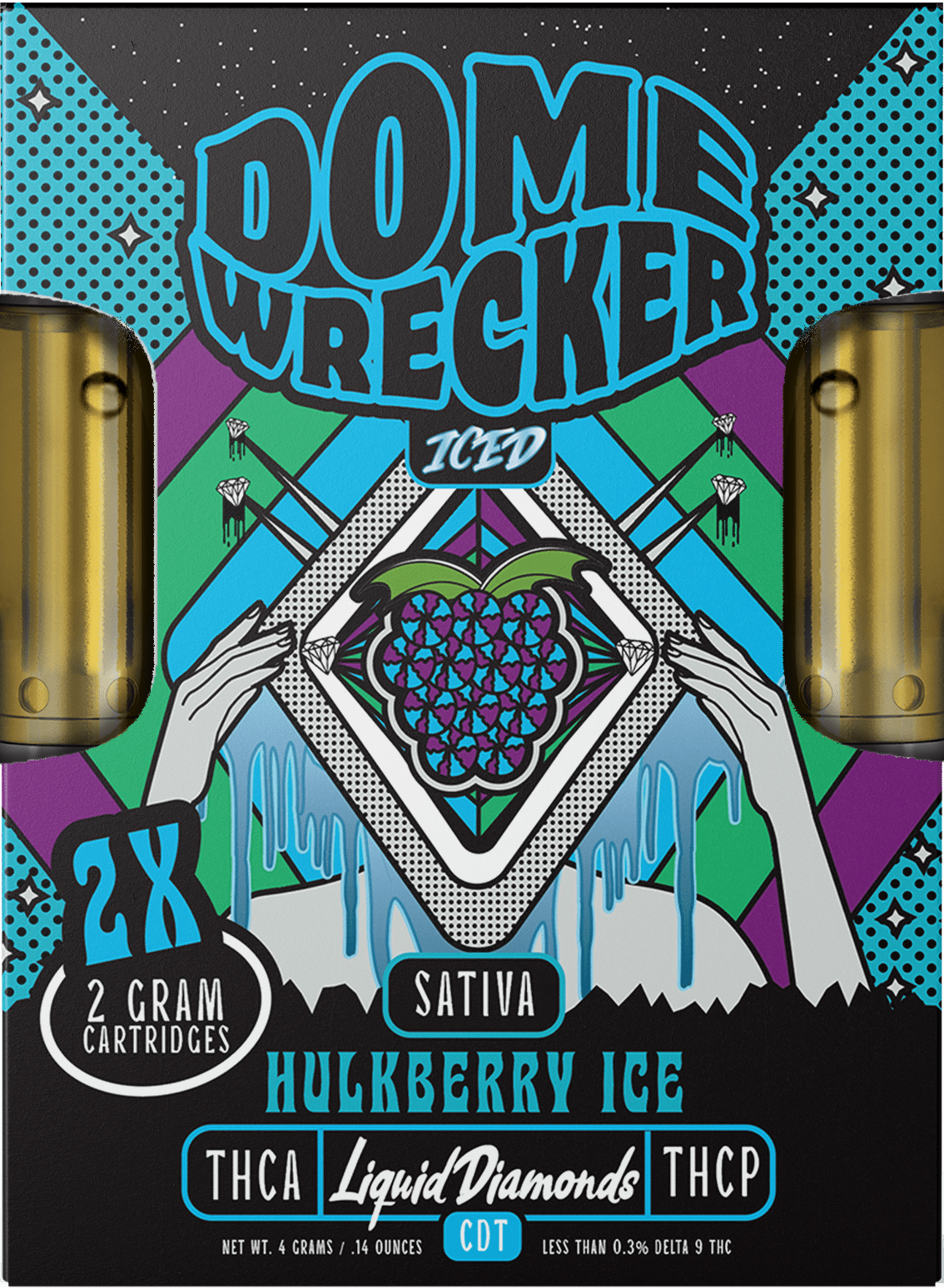 Domewrecker 2x2 THCA Liquid Diamonds Cartridge — Jet Fuel sativa, 4G 510 cart