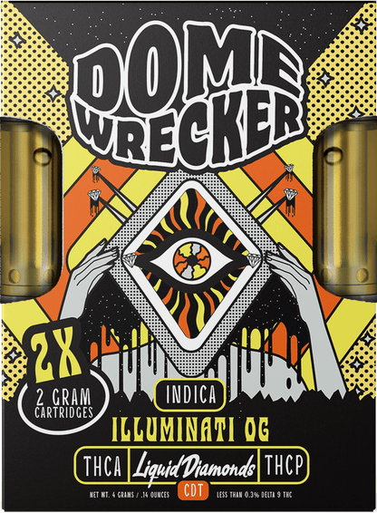 Domewrecker 2x2 THCA Liquid Diamonds Cartridge — Jet Fuel sativa, 4G 510 cart