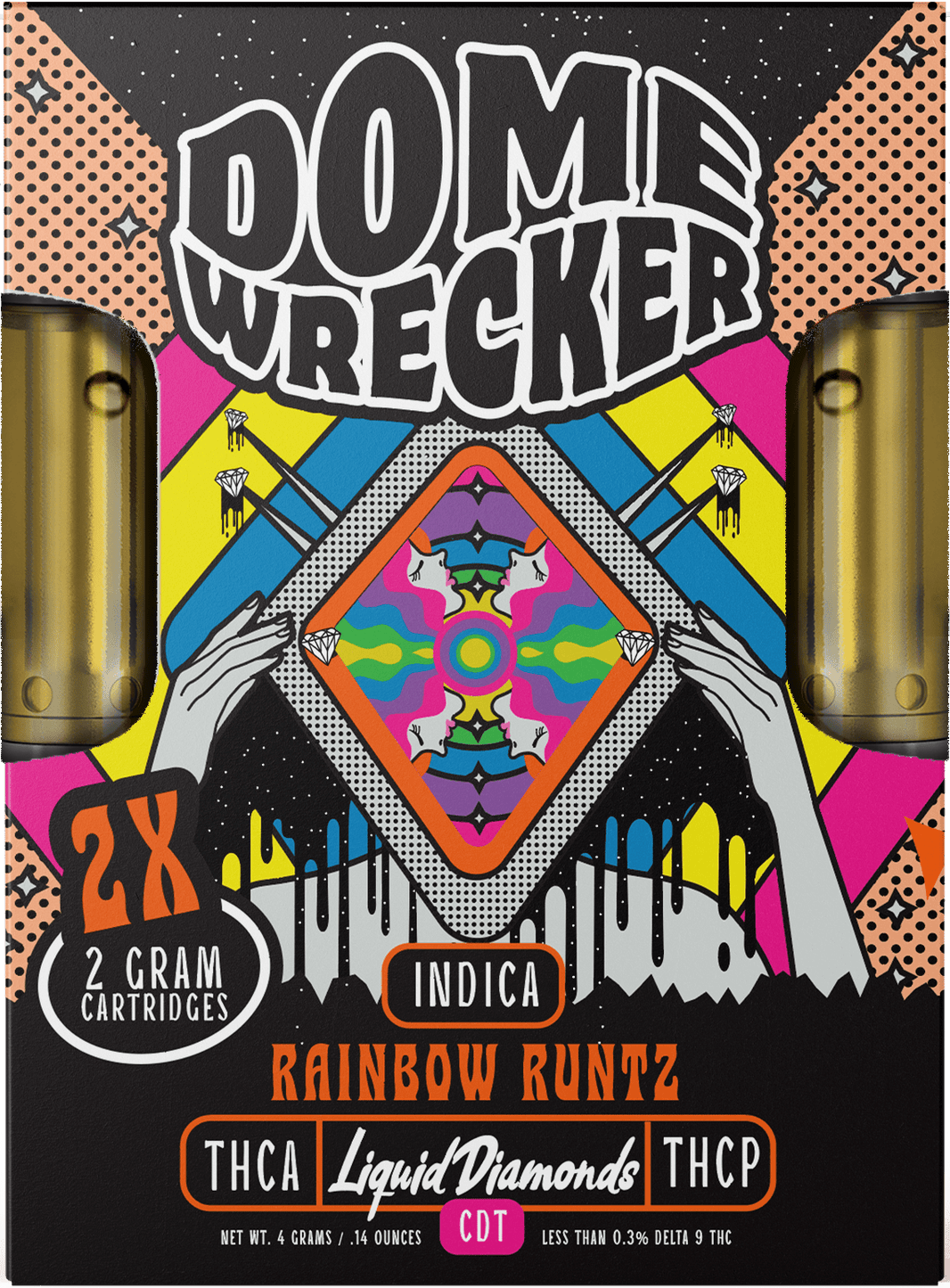Domewrecker 2x2 THCA Liquid Diamonds Cartridge — Jet Fuel sativa, 4G 510 cart