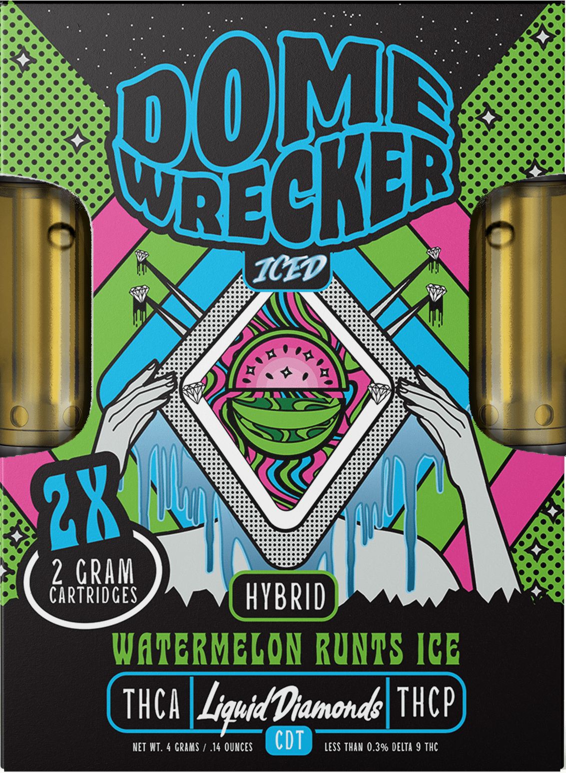 Domewrecker 2x2 THCA Liquid Diamonds Cartridge — Jet Fuel sativa, 4G 510 cart