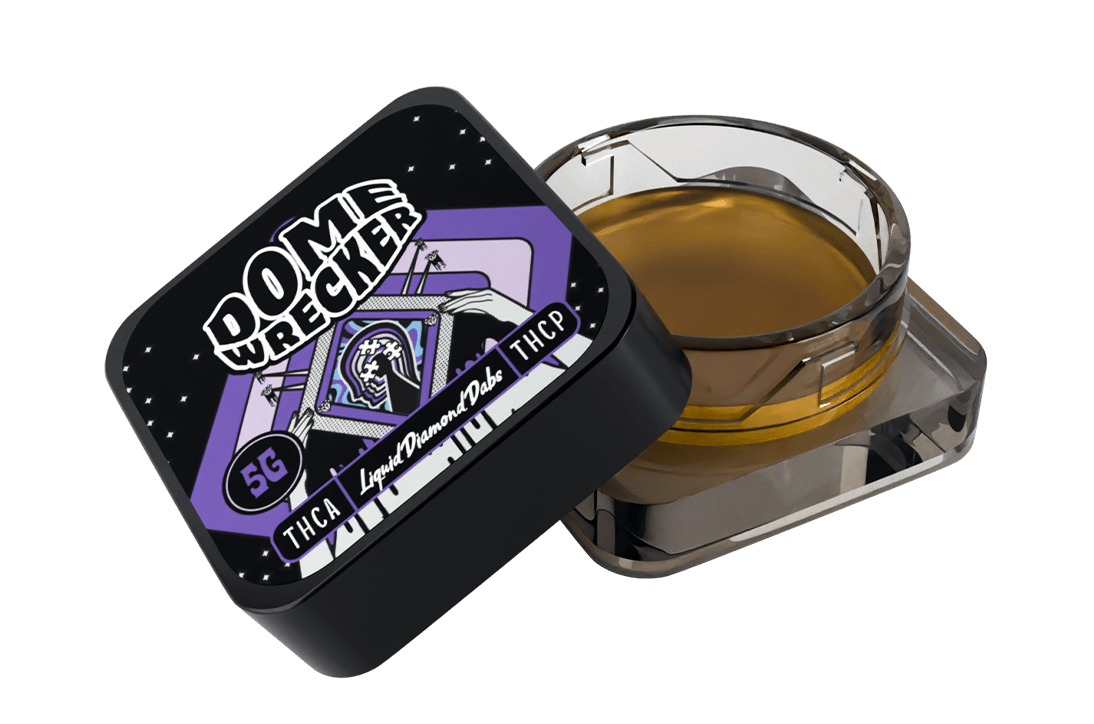 Domewrecker THCA + THCP Concentrate Dabs — Amnesia Haze, 5G liquid diamond puck