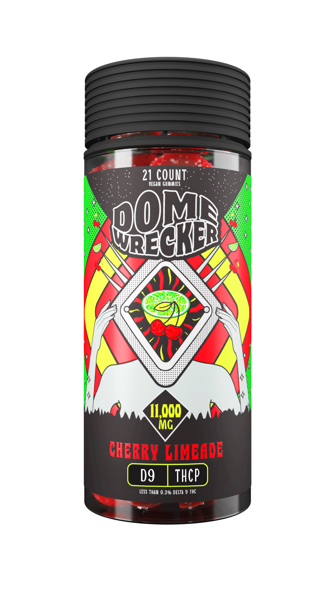 Domewrecker D9 + THCP Gummies — Cherry Limeade, 21-count pouch