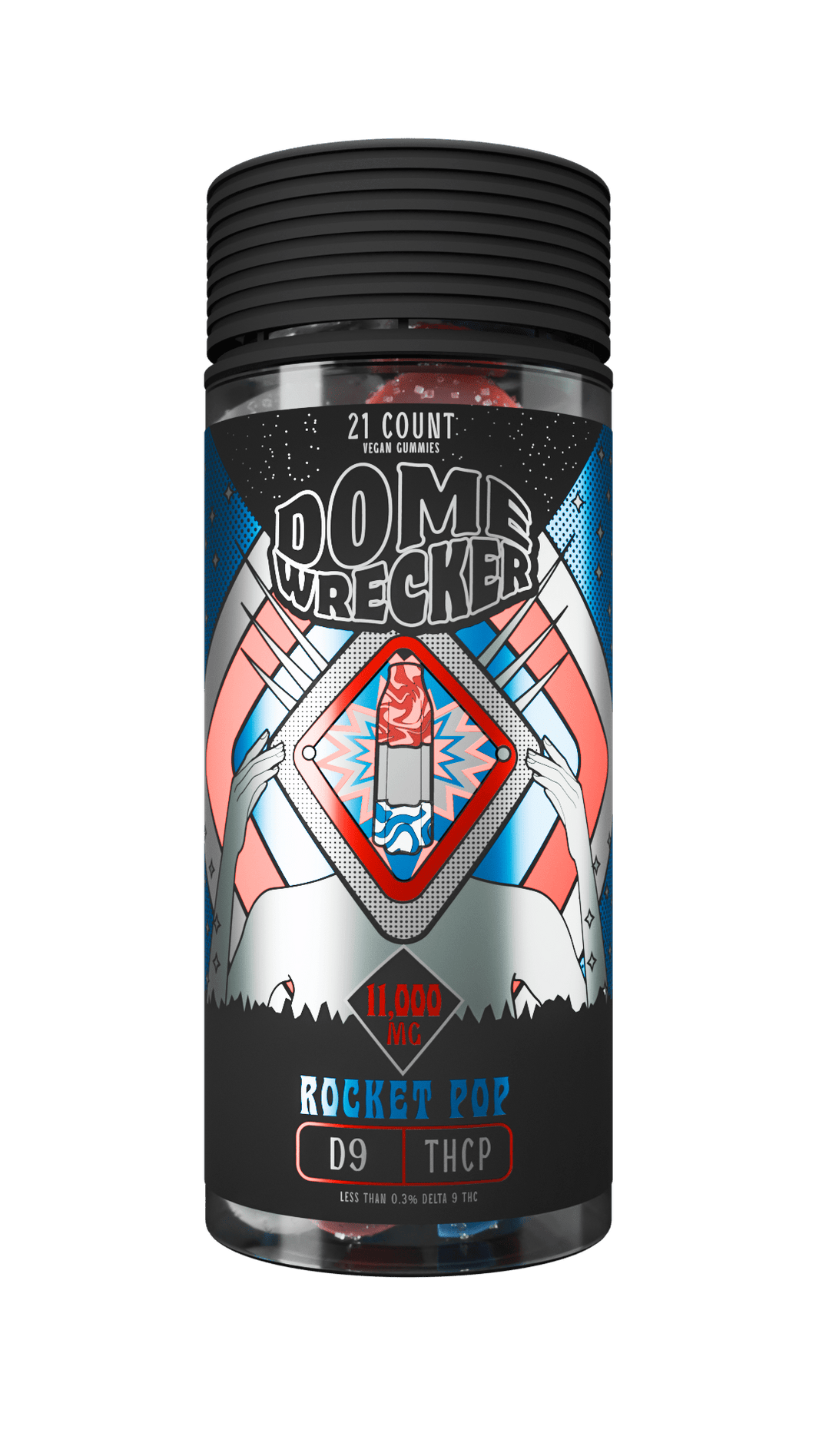 Domewrecker D9 + THCP Gummies — Cherry Limeade, 21-count pouch