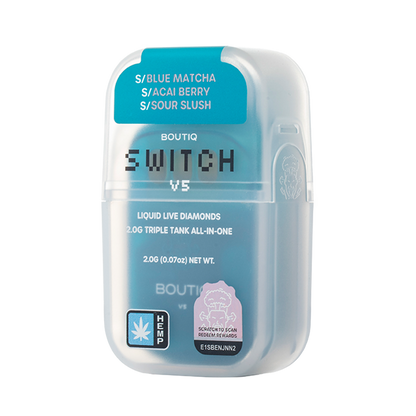 Boutiq Switch V5 THCA 2G Triple Tank Disposable - Blue Matcha, Acai Berry and Sour Slush