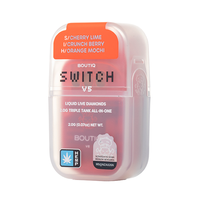 Boutiq Switch V5 THCA 2G Triple Tank Disposable - Cherry Lime, Crunch Berry and Orange Mochi