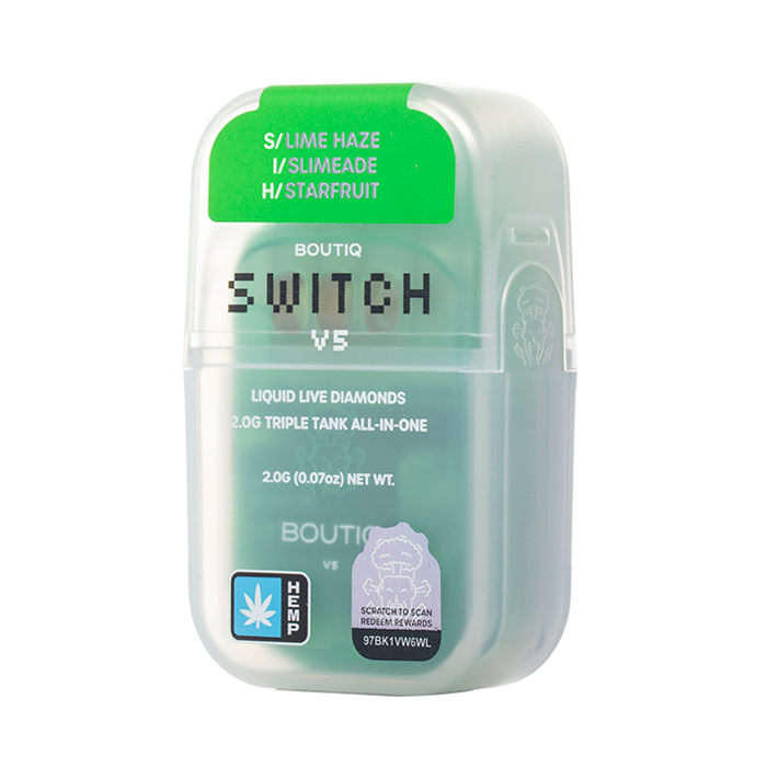 Boutiq Switch V5 THCA 2G Triple Tank Disposable - Lime Haze, Slimeade and Starfruit