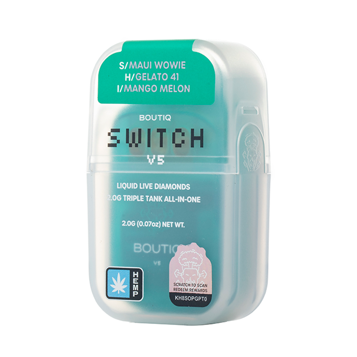 Boutiq Switch V5 THCA 2G Triple Tank Disposable - Maui Wowie, Gelato 41 and Mango Melon