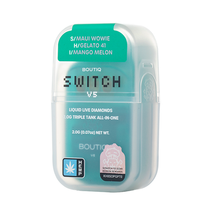 Boutiq Switch V5 THCA 2G Triple Tank Disposable - Maui Wowie, Gelato 41 and Mango Melon