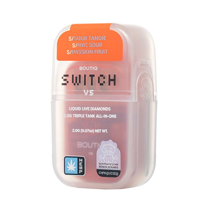 Boutiq Switch V5 THCA 2G Triple Tank Disposable - Sour Tangie, NYC Sour and Passion Fruit