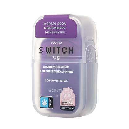 Boutiq Switch V5 THCA 2G Triple Tank Disposable - Grape Soda, Glowberry and Cherry Pie