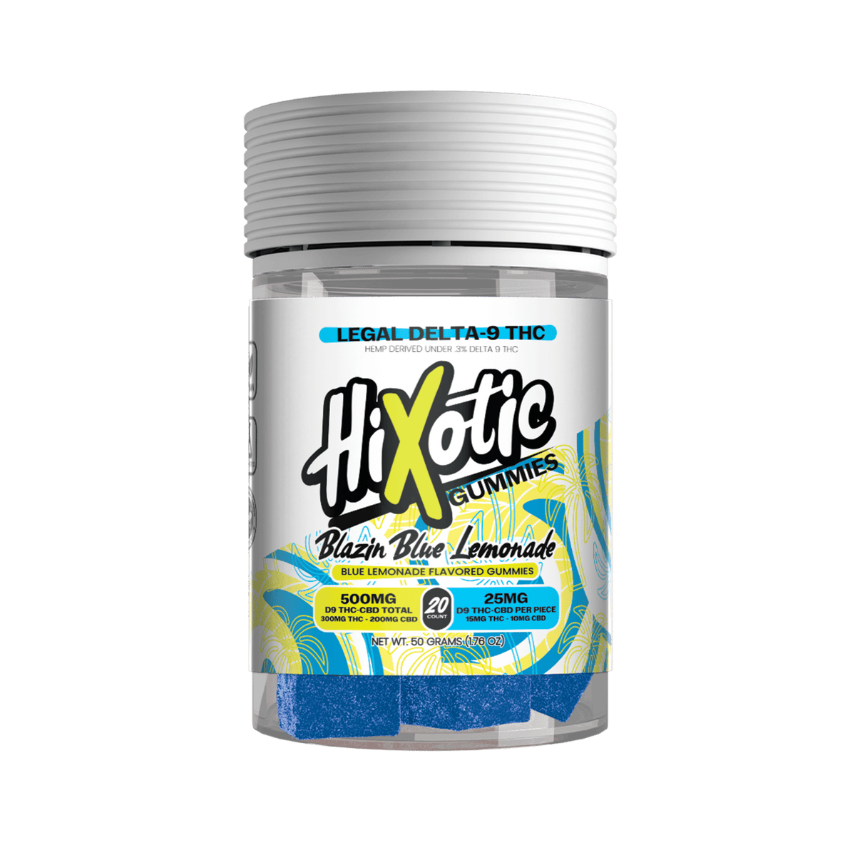 HiXotic D9 + CBD 15:10 Gummies — Blazin Blue Lemonade, 20-count