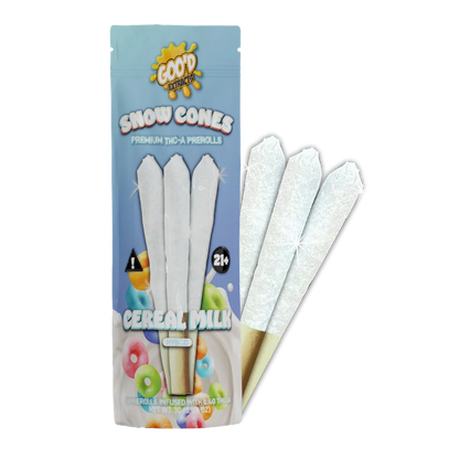 GOO'D Snow Cones Hemp Pre Rolls, hybrid Pineapple Express flavor, single pre-roll with colorful packaging.