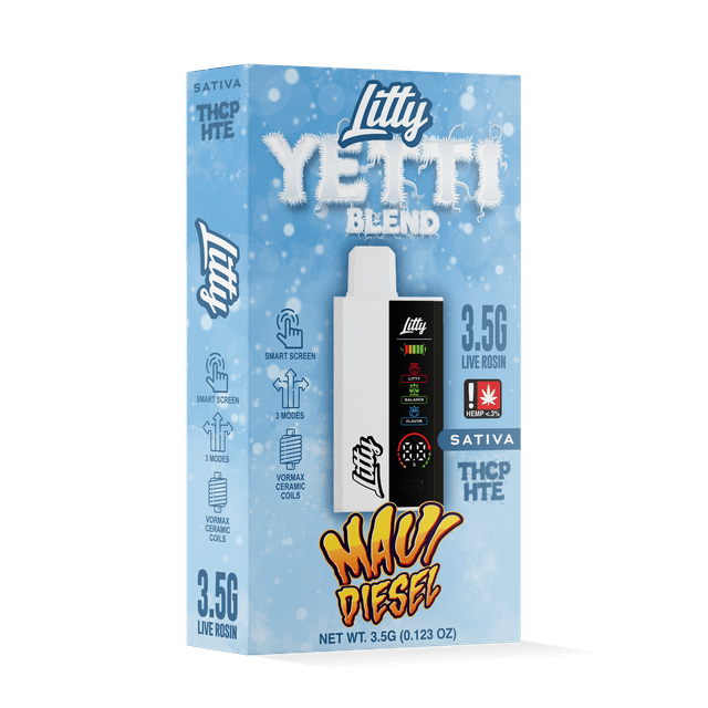 Litty Yetti Blend 3.5G Disposable Vape — Papaya Cookies, THCP liquid diamonds