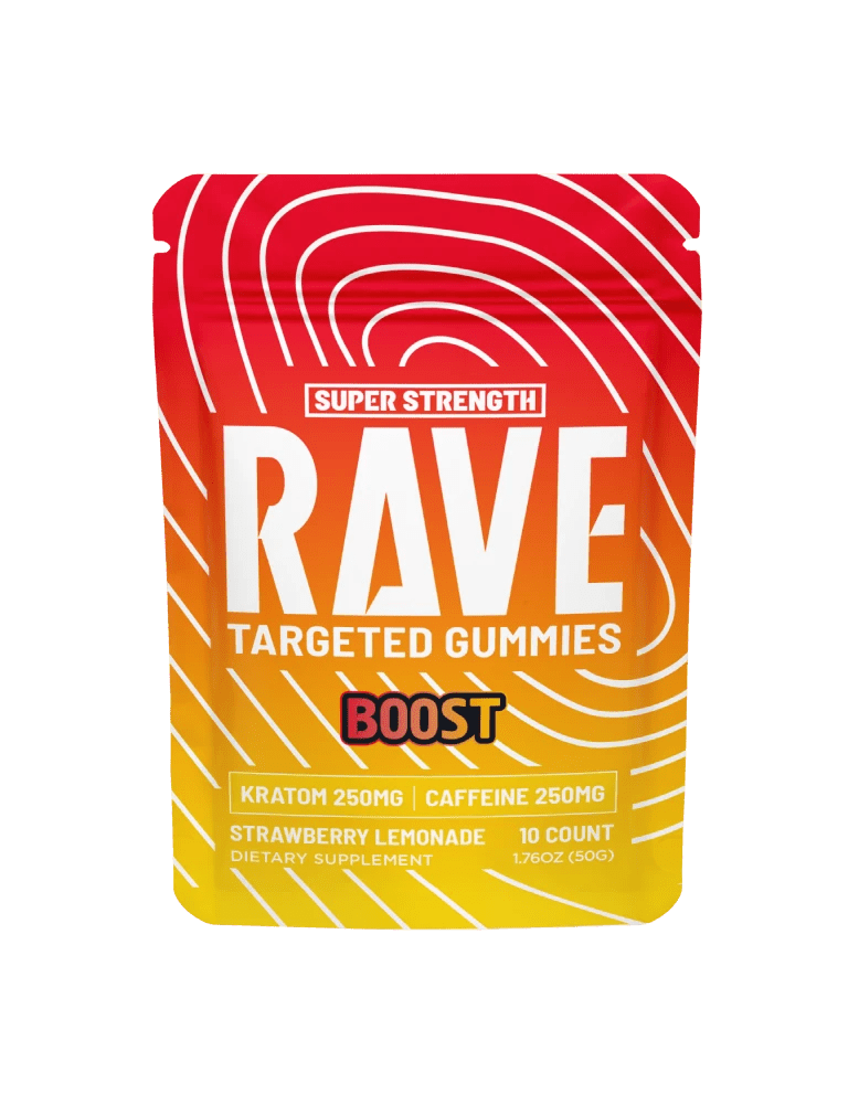 Rave Kratom Boost Gummies — Strawberry Lemonade, 2-count