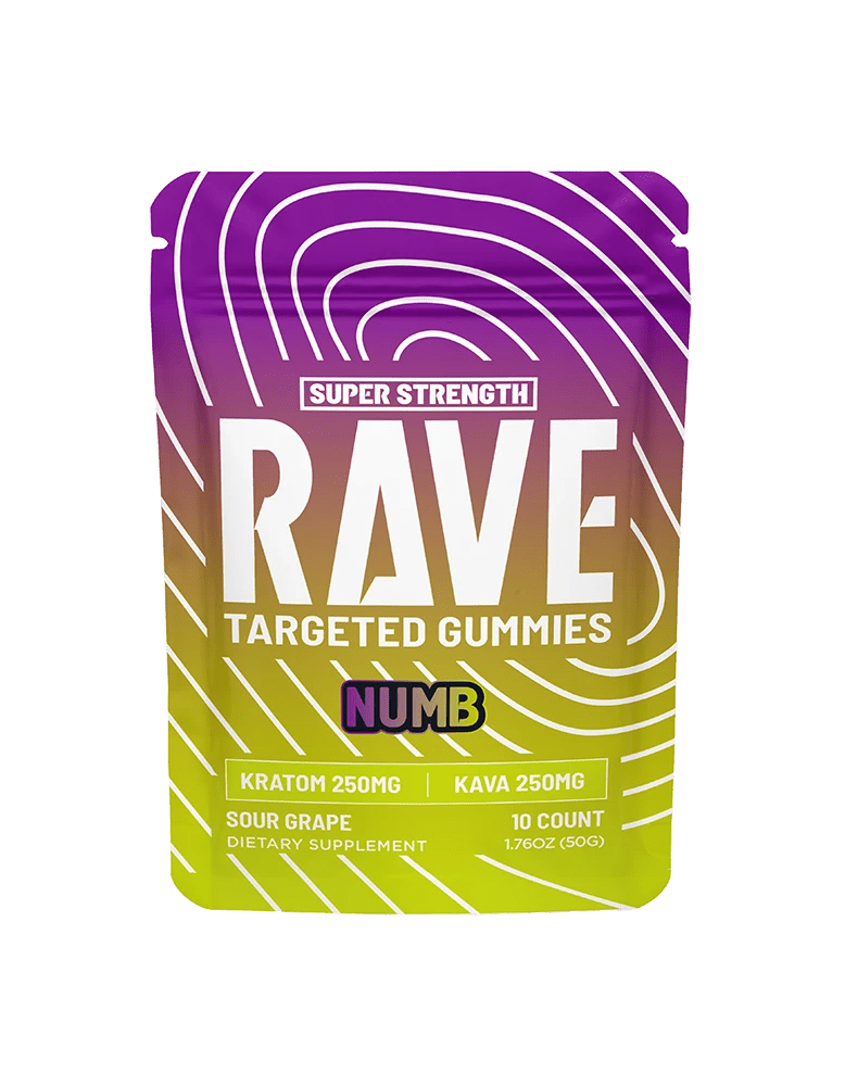 Rave Kratom NUMB Gummies — Sour Grape, 2-count