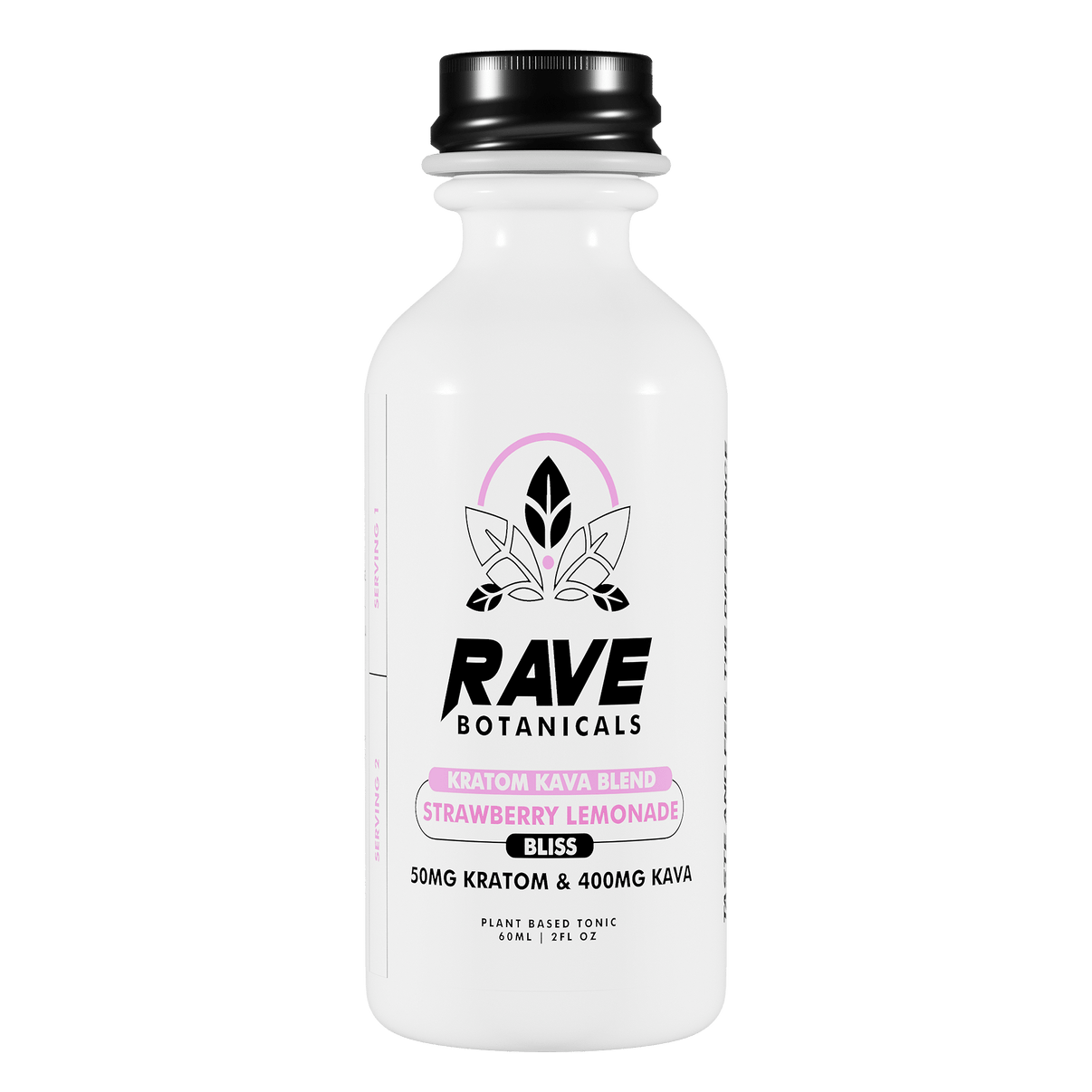 Rave Botanicals Kava Shot — Strawberry Lemonade, botanical shot bottle