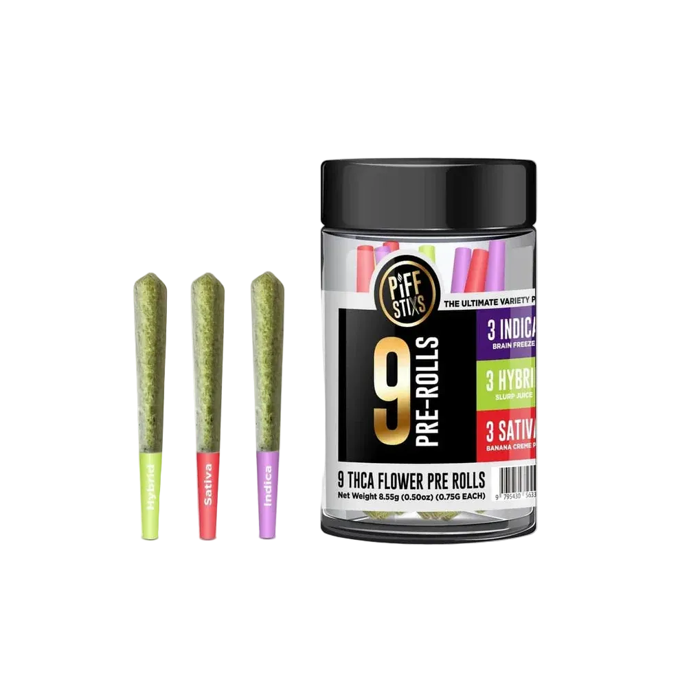 THCA 9-Pack Variety Pre-Rolls — indica, hybrid and sativa mix
