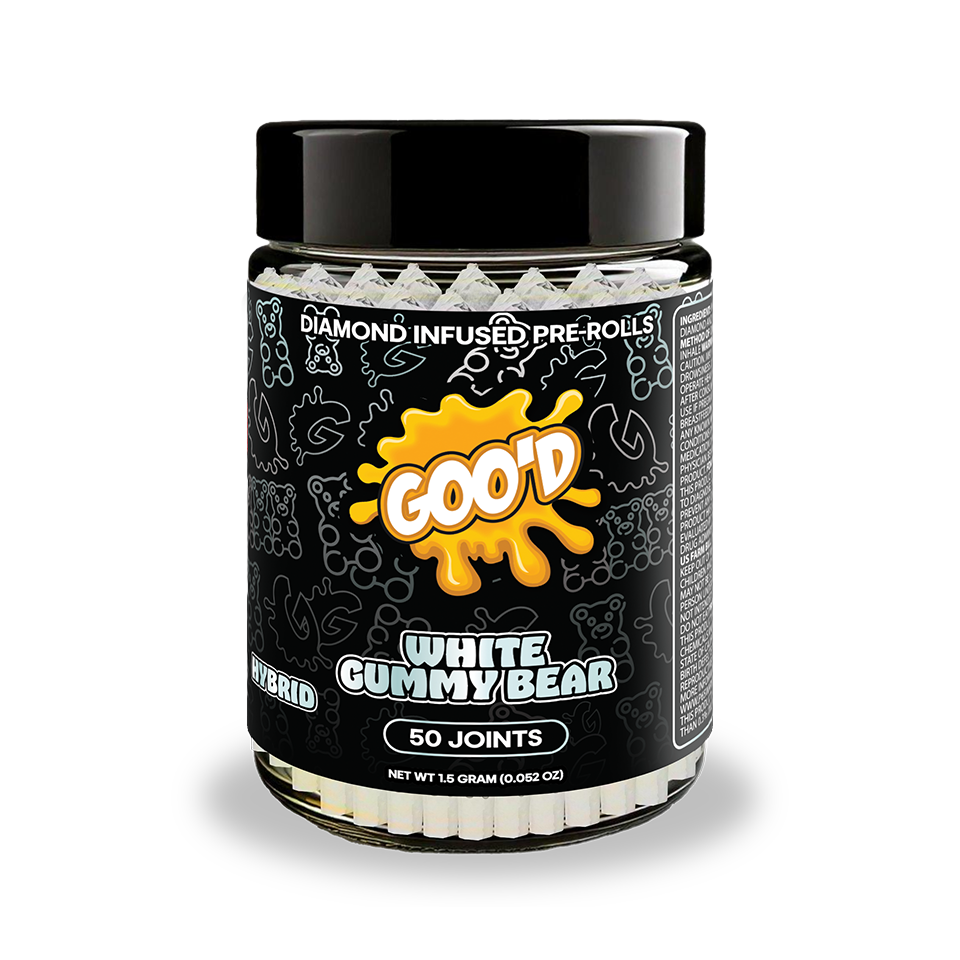 Elevated Haze GOO'D 1.5G THCA Diamond Infused Pre-rolls, a pack of 50 hybrid cannabis pre-rolled joints.