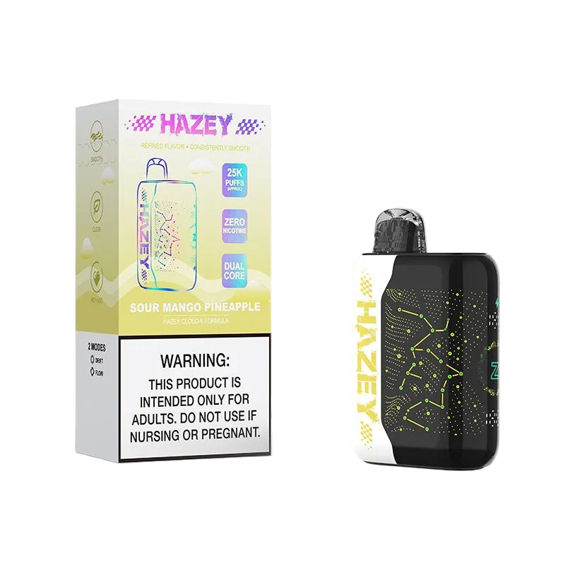 Hazey Cloud-6 25K disposable vape — sour mango pineapple packaging