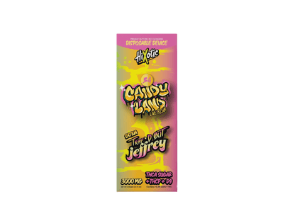 Trap'd Out Jeffrey Cherry Bomb hybrid disposable vape, featuring sleek design and visible branding, designed for easy use.