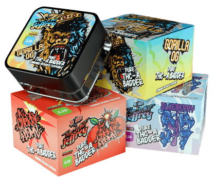 HiXotic Trap'd Out Jeffrey THCA Live Resin Badder — Zombie OG indica, 2200mg jar
