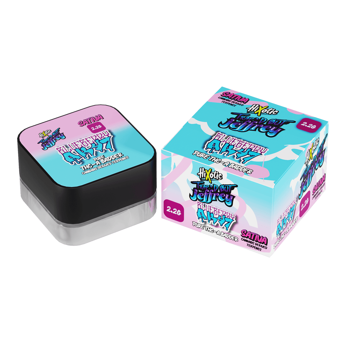 HiXotic Trap'd Out Jeffrey THCA Live Resin Badder — Zombie OG indica, 2200mg jar